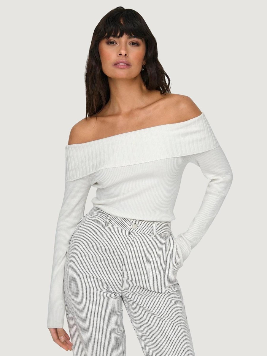 Donna Only | Maglia Only Onlbertha Ls Off Shoulder Knt Bianco