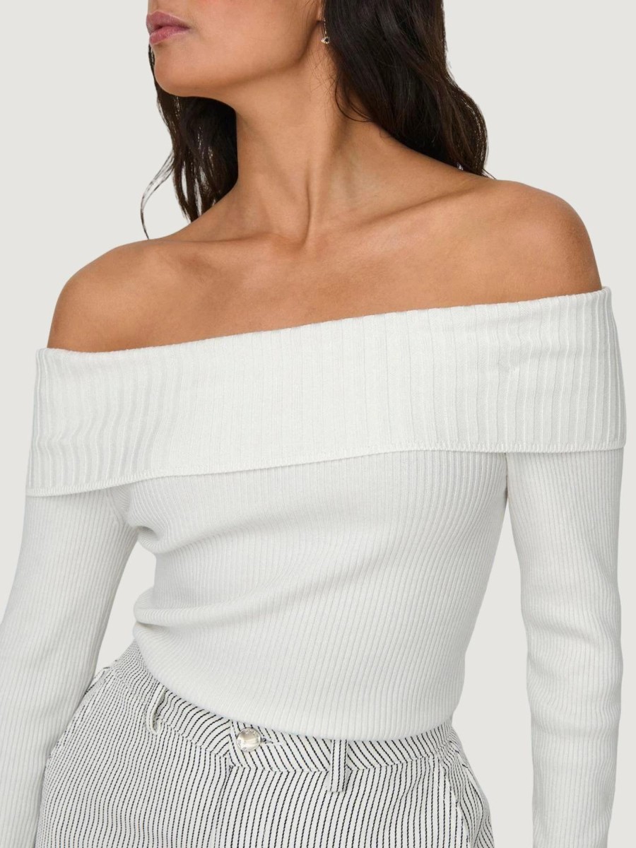 Donna Only | Maglia Only Onlbertha Ls Off Shoulder Knt Bianco