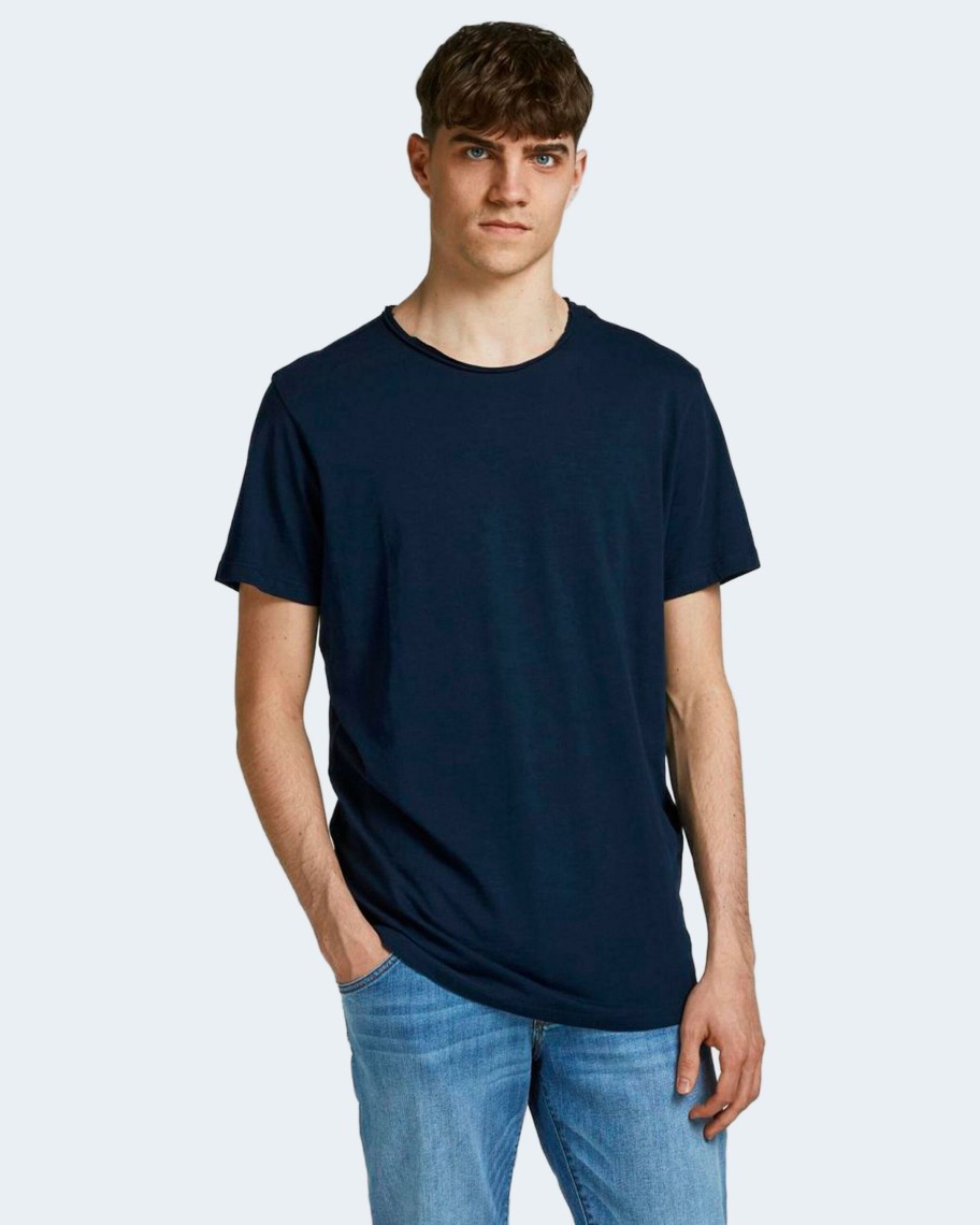 Uomo Jack Jones | T-Shirt Jack Jones Jjebasher Tee O-Neck Ss Noos Blu