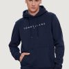 Uomo Tommy Hilfiger | Felpa Con Cappuccio Tommy Hilfiger Reg Linear Logo Blu