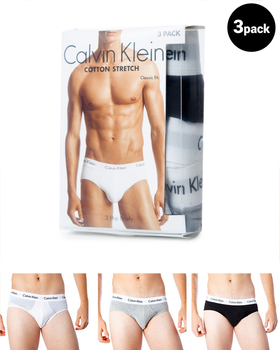 Uomo Calvin Klein | Slip Calvin Klein Underwear 3 Hip Brief Grigio