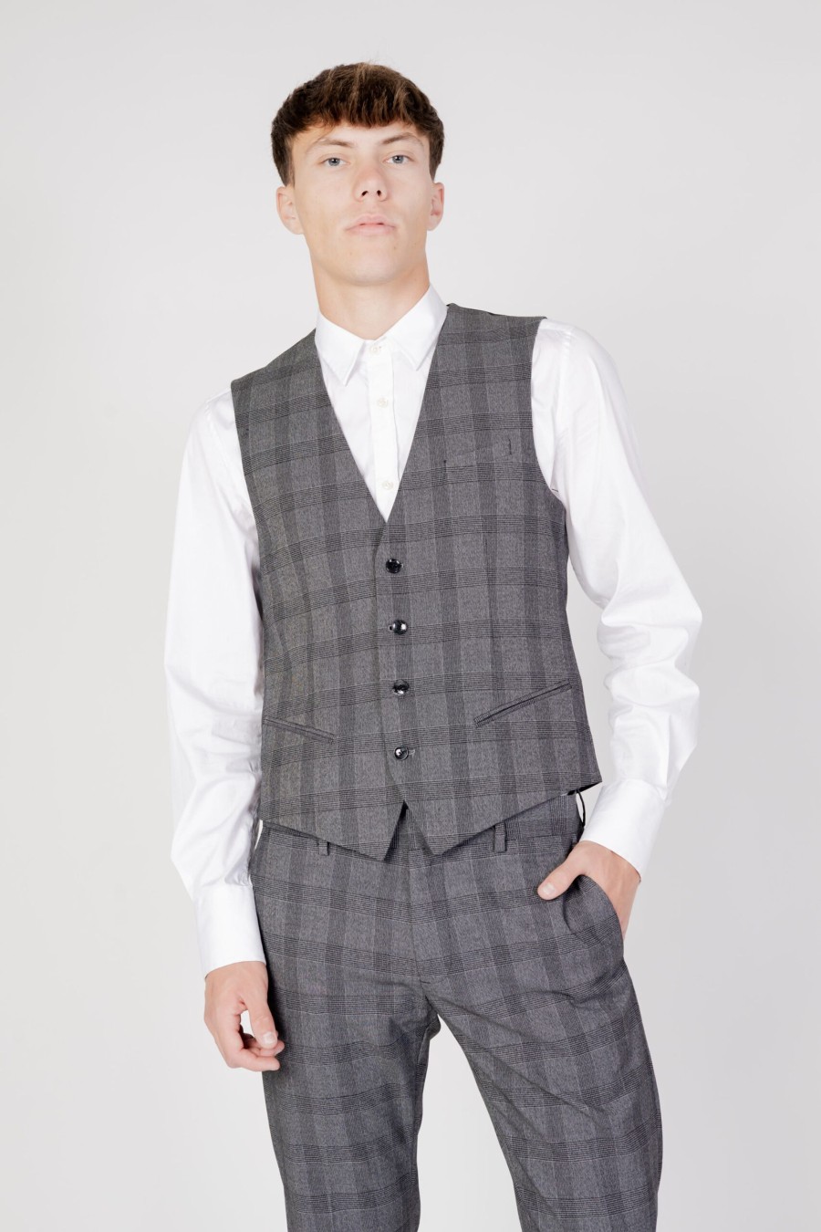 Uomo Antony Morato | Gilet Da Completo Antony Morato Slim Fit In Tessuto Misto Nero