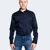 Uomo Armani Exchange | Camicia Manica Lunga Armani Exchange Blu