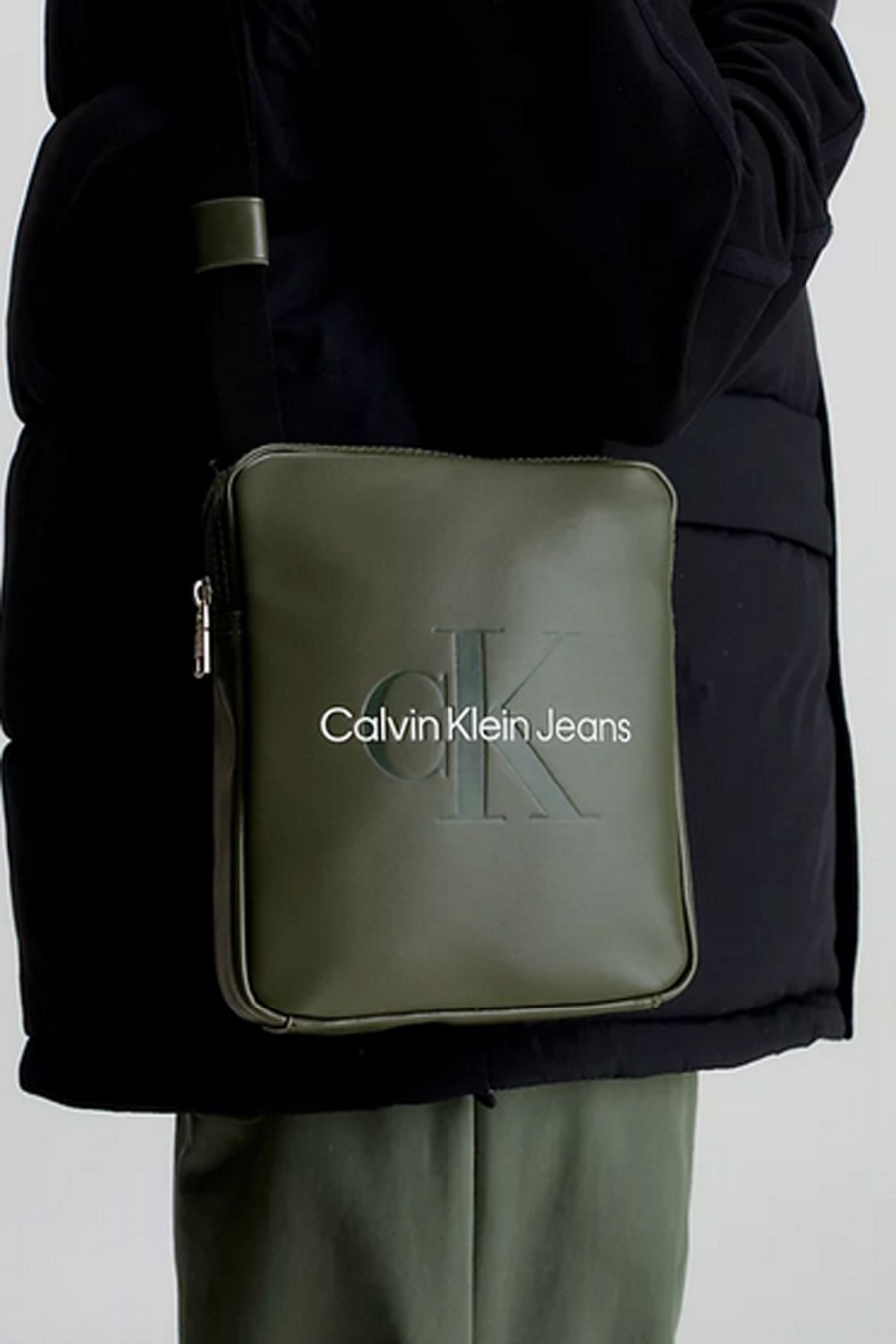 Uomo Calvin Klein | Borsa Calvin Klein Monogram Soft Reporter18 Verde Oliva