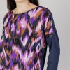 Donna Street One | Bluse Manica Lunga Street One Ltd Qr Batwing Printed Mat-Mix Viola