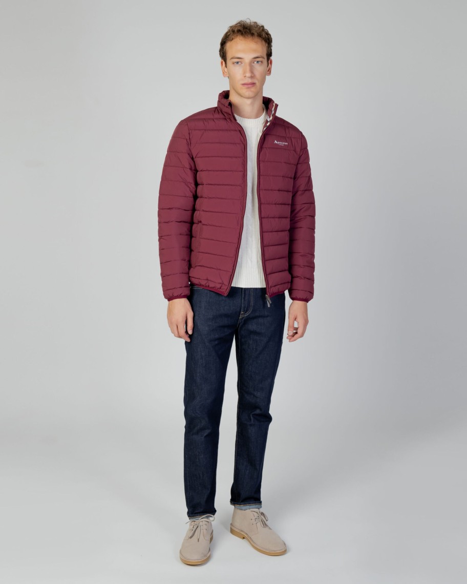 Uomo Aquascutum | Giacchetto Aquascutum Active 100Gr Mock Neck Jacket Bordeaux