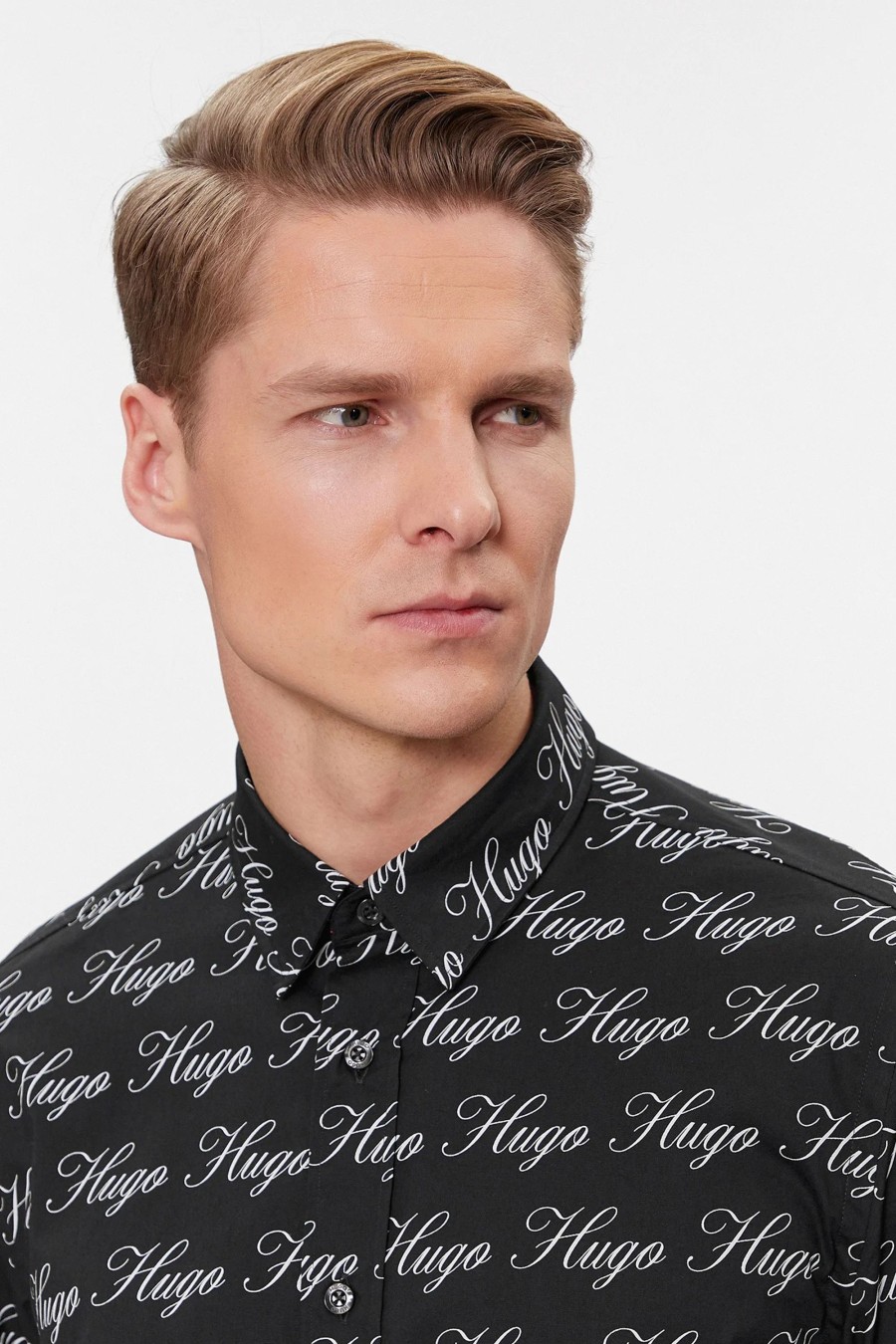 Uomo Hugo | Camicia Manica Lunga Hugo Emero 10254835 01 Nero