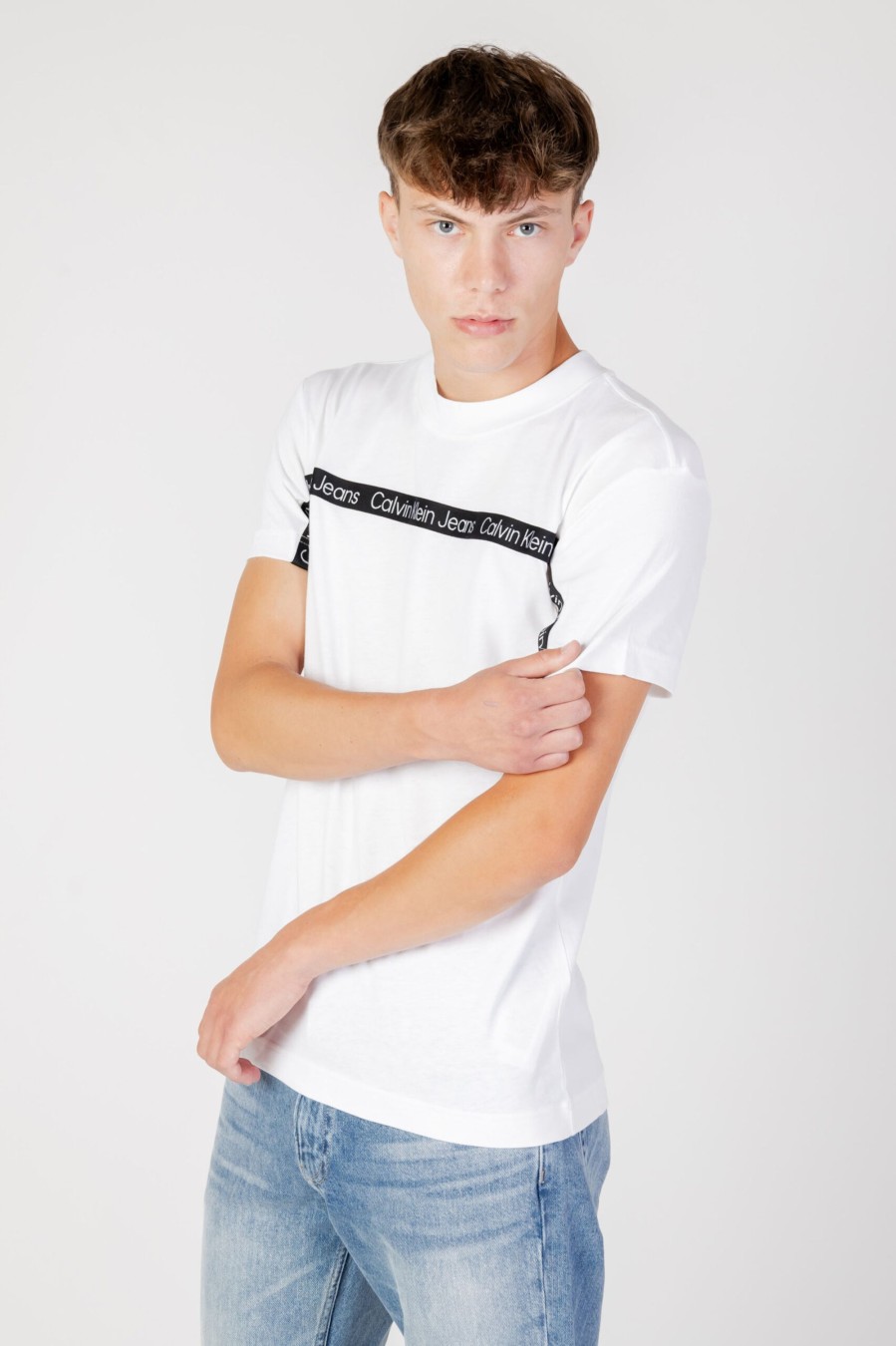 Uomo Calvin Klein | T-Shirt Calvin Klein Logo Tape Tee Bianco