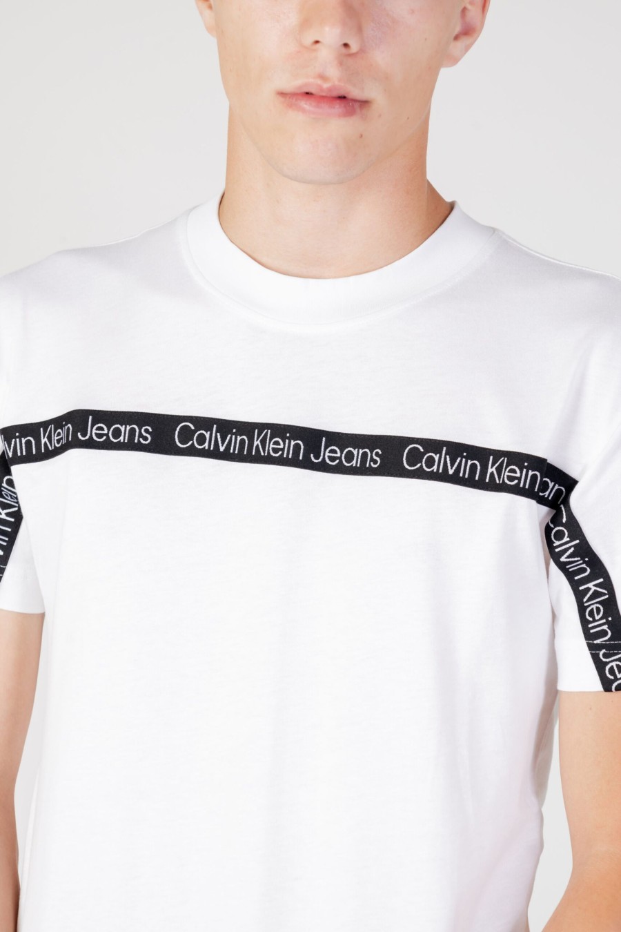 Uomo Calvin Klein | T-Shirt Calvin Klein Logo Tape Tee Bianco