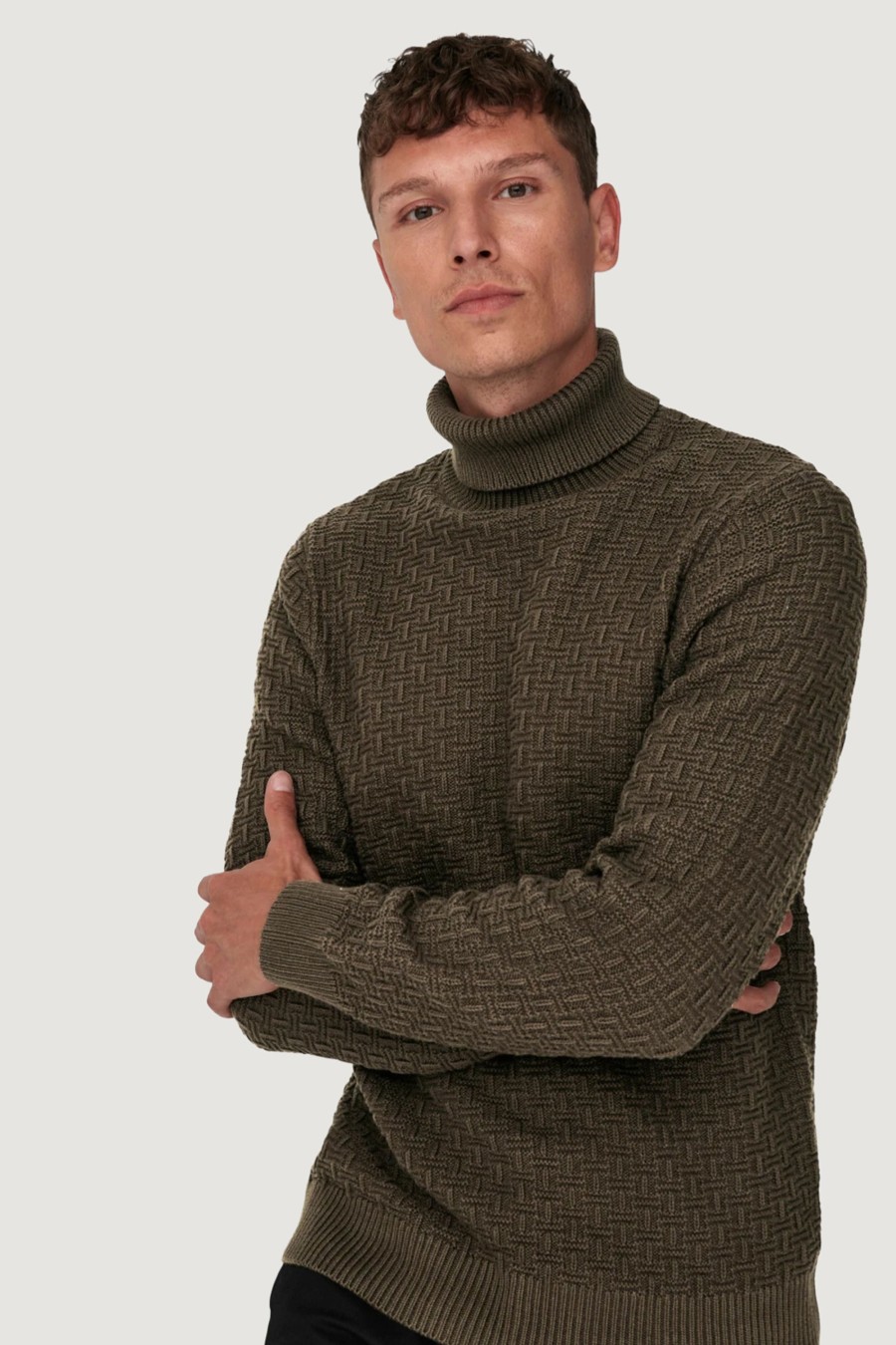 Uomo Only & Sons | Dolcevita Only & Sons Onskay Reg Roll Neck Knit Marrone