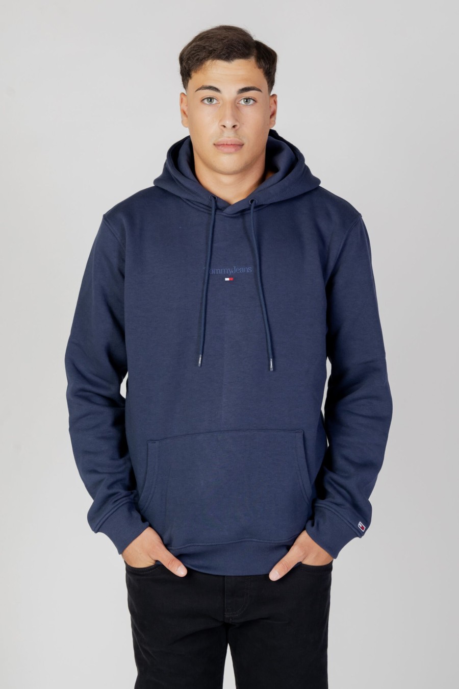 Uomo Tommy Hilfiger | Felpa Con Cappuccio Tommy Hilfiger Tjm Reg Tonal Linear Blu