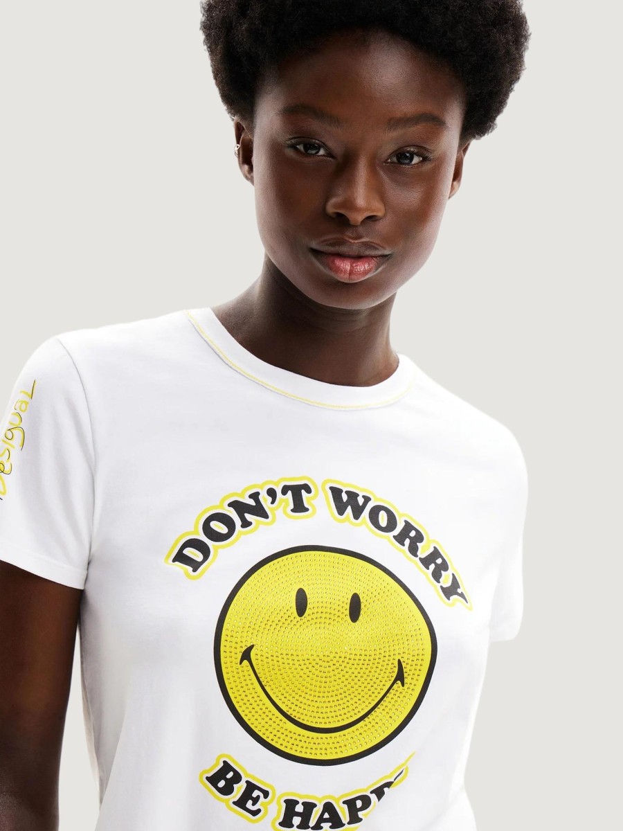 Donna Desigual | T-Shirt Desigual More Smiley Bianco