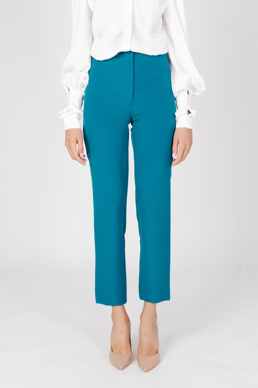 Donna Silence | Pantaloni A Sigaretta Silence Basic Cassiopea Petrolio