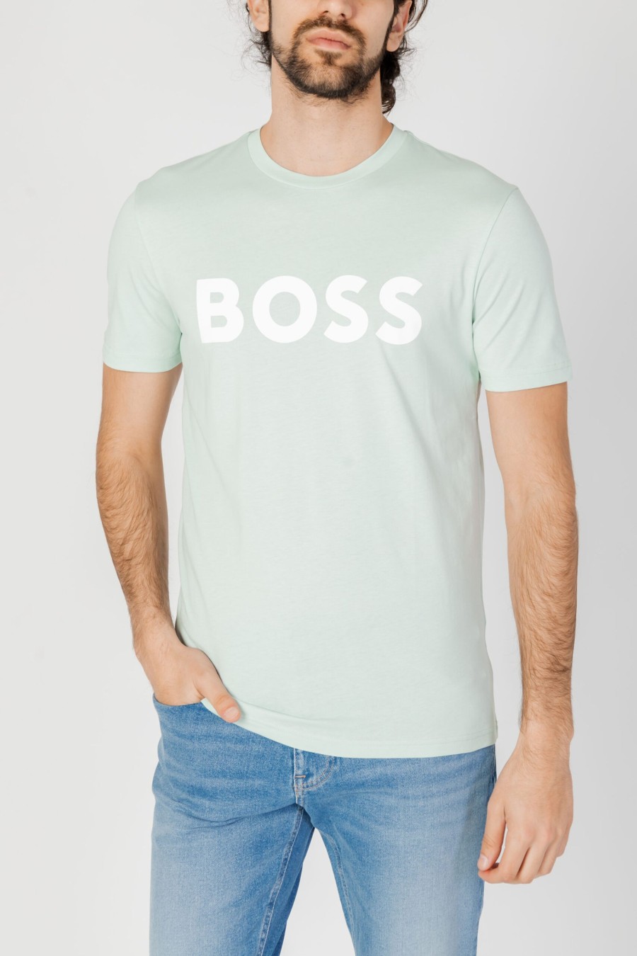 Uomo Boss | T-Shirt Boss Thinking 1 Turchese