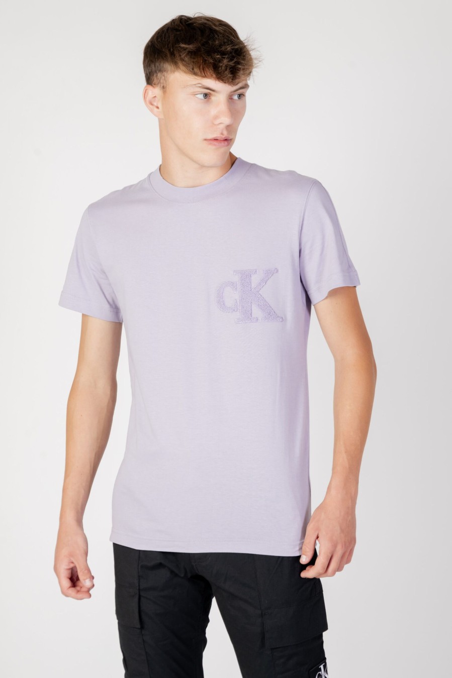 Uomo Calvin Klein | T-Shirt Calvin Klein Ck Chenille Tee Lilla