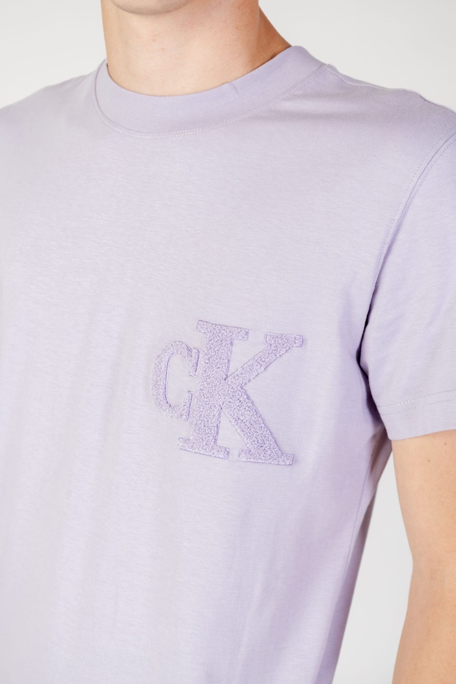 Uomo Calvin Klein | T-Shirt Calvin Klein Ck Chenille Tee Lilla