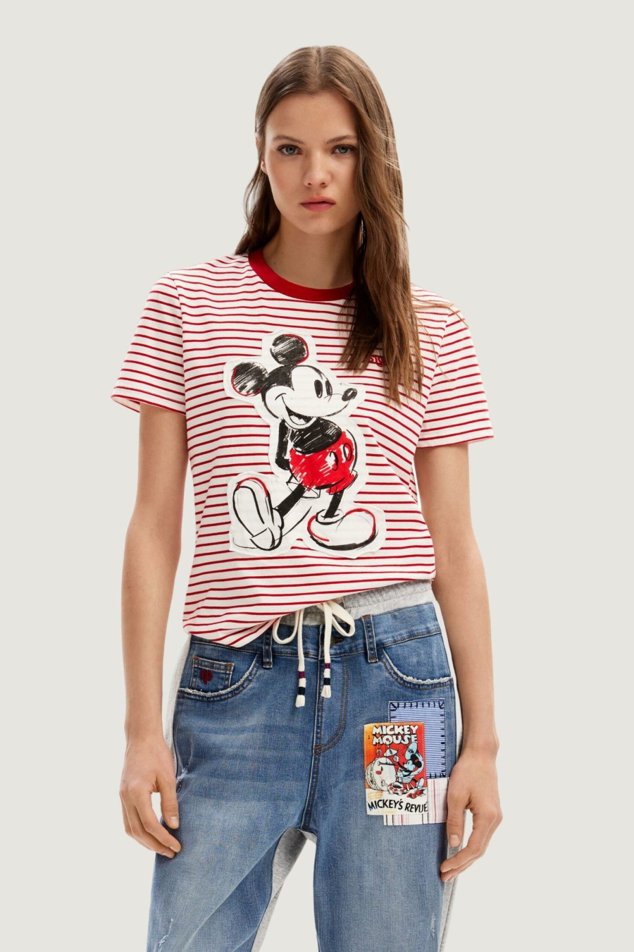 Donna Desigual | T-Shirt Desigual Mickey Patch Rosso