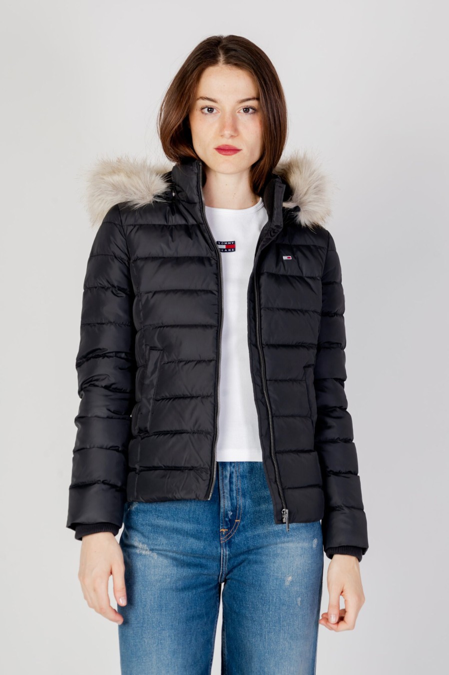 Donna Tommy Hilfiger | Piumino Tommy Hilfiger Tjw Basic Hooded Nero