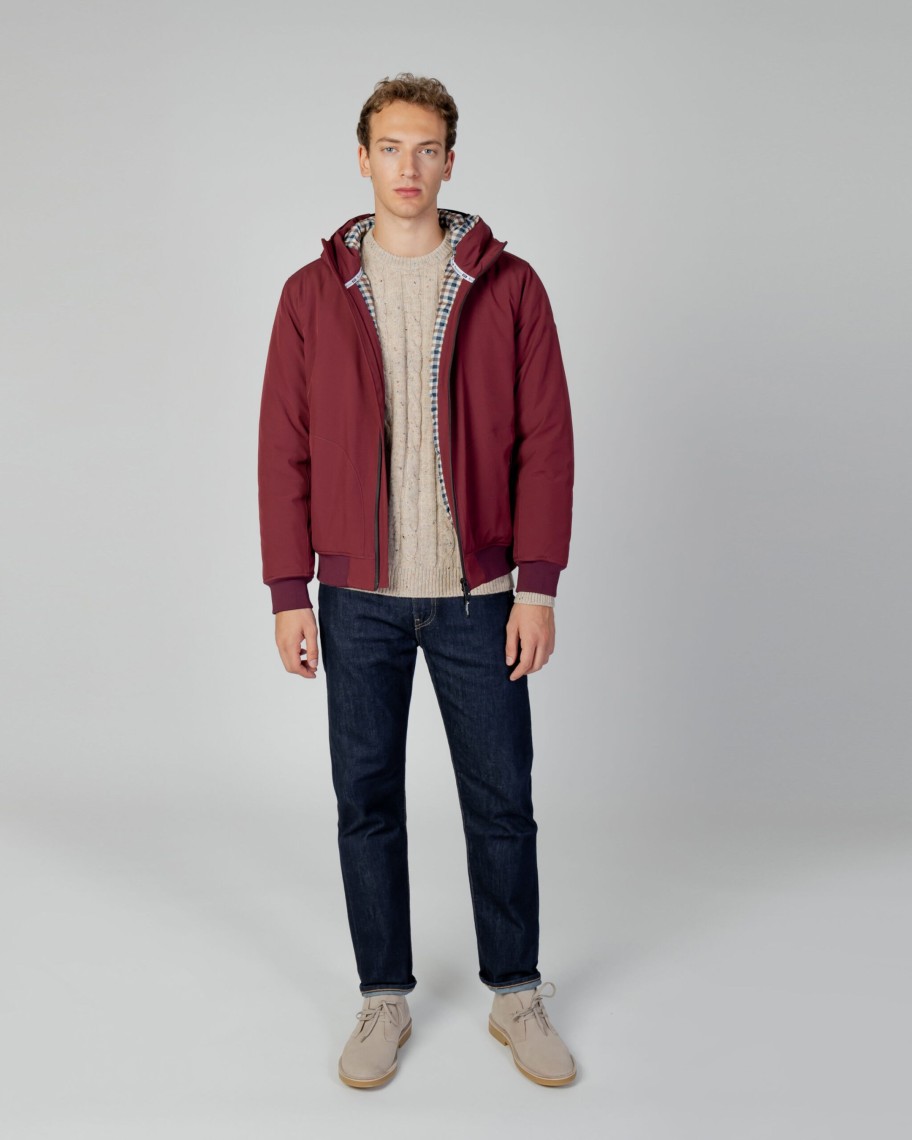 Uomo Aquascutum | Giubbotto Aquascutum Active Hooded Jacket Bordeaux