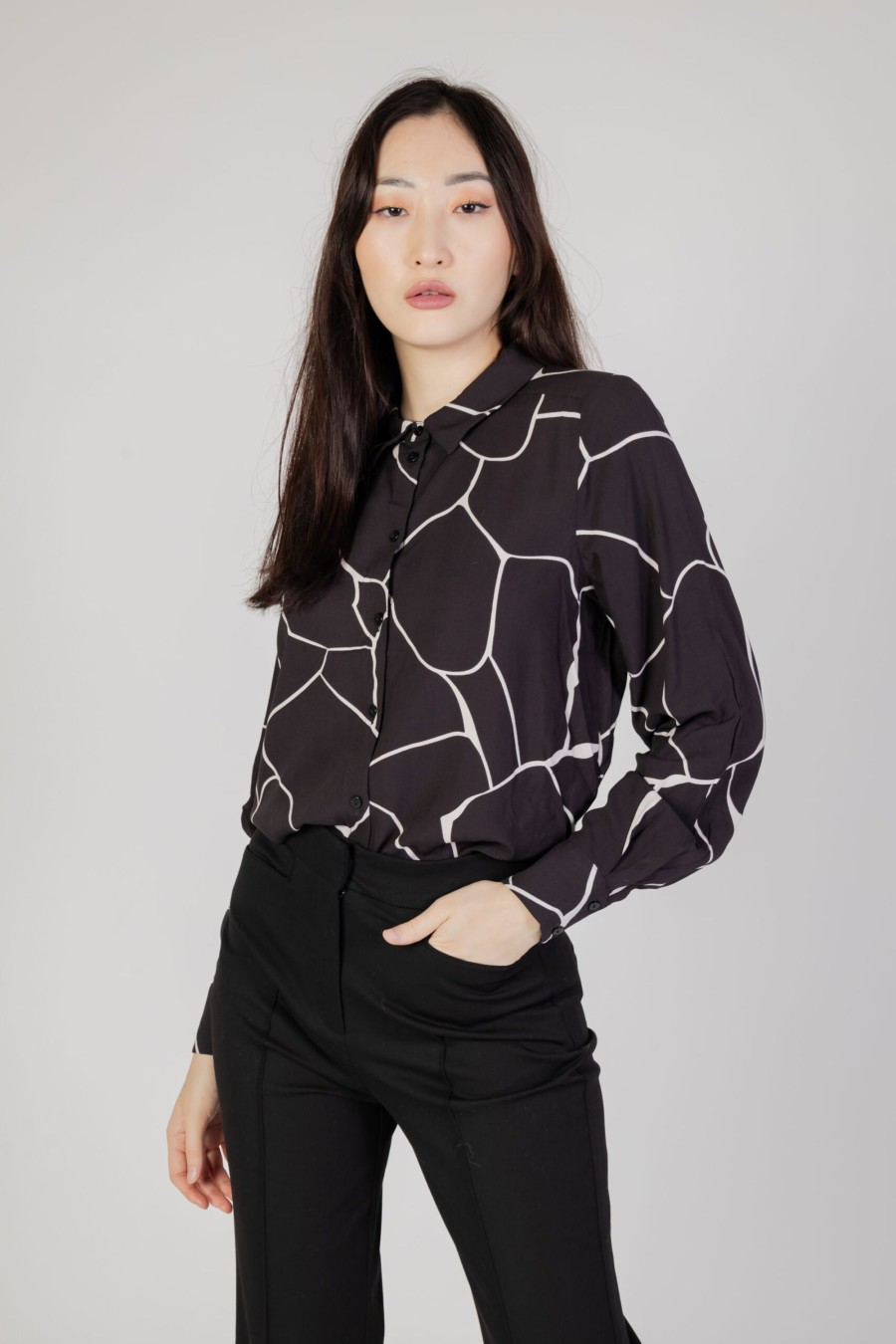 Donna Vila Clothes | Camicia Manica Lunga Vila Clothes Vipaya L/S /Ec Nero