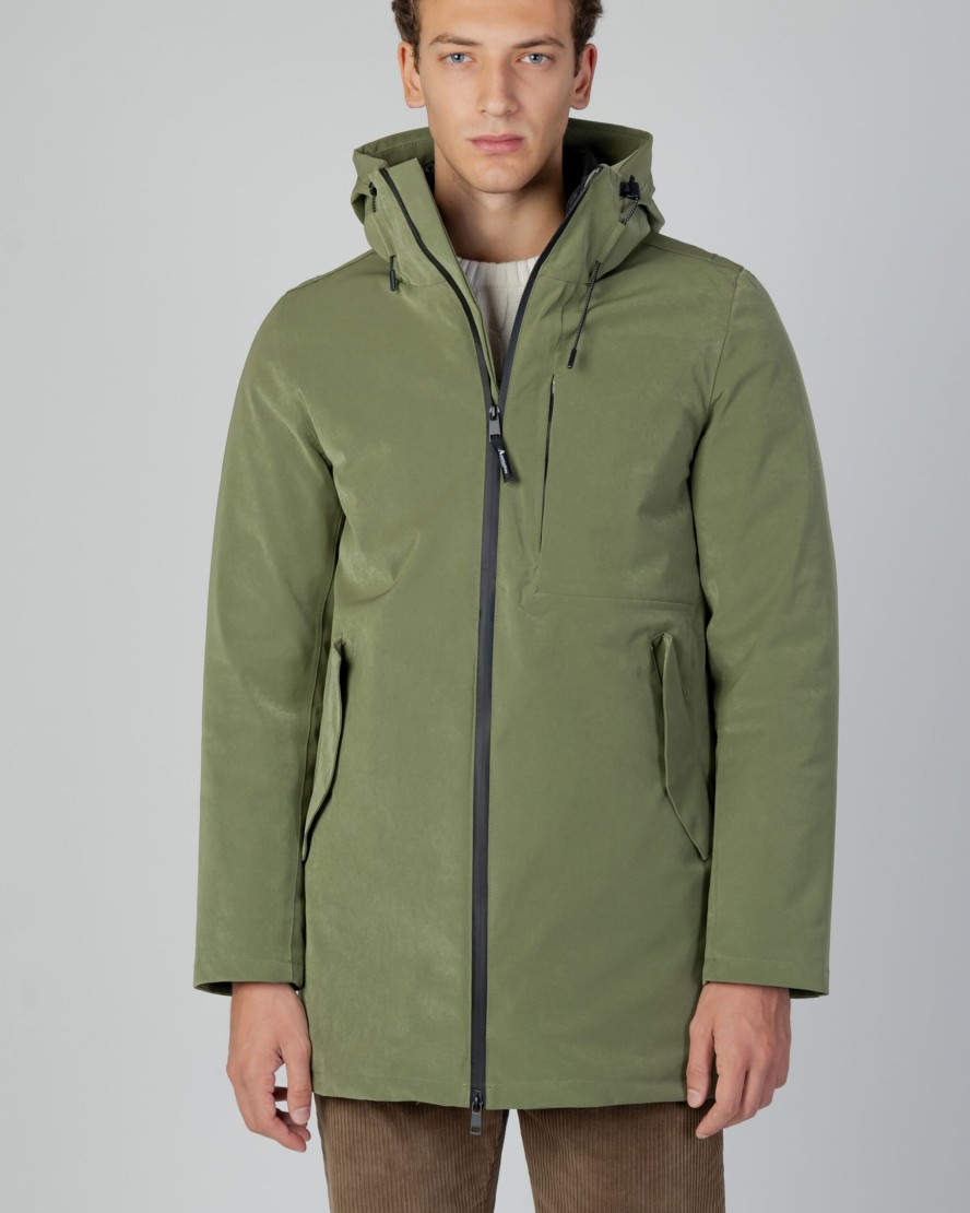 Uomo Aquascutum | Parka Aquascutum Active 3-Way Parka Verde Oliva