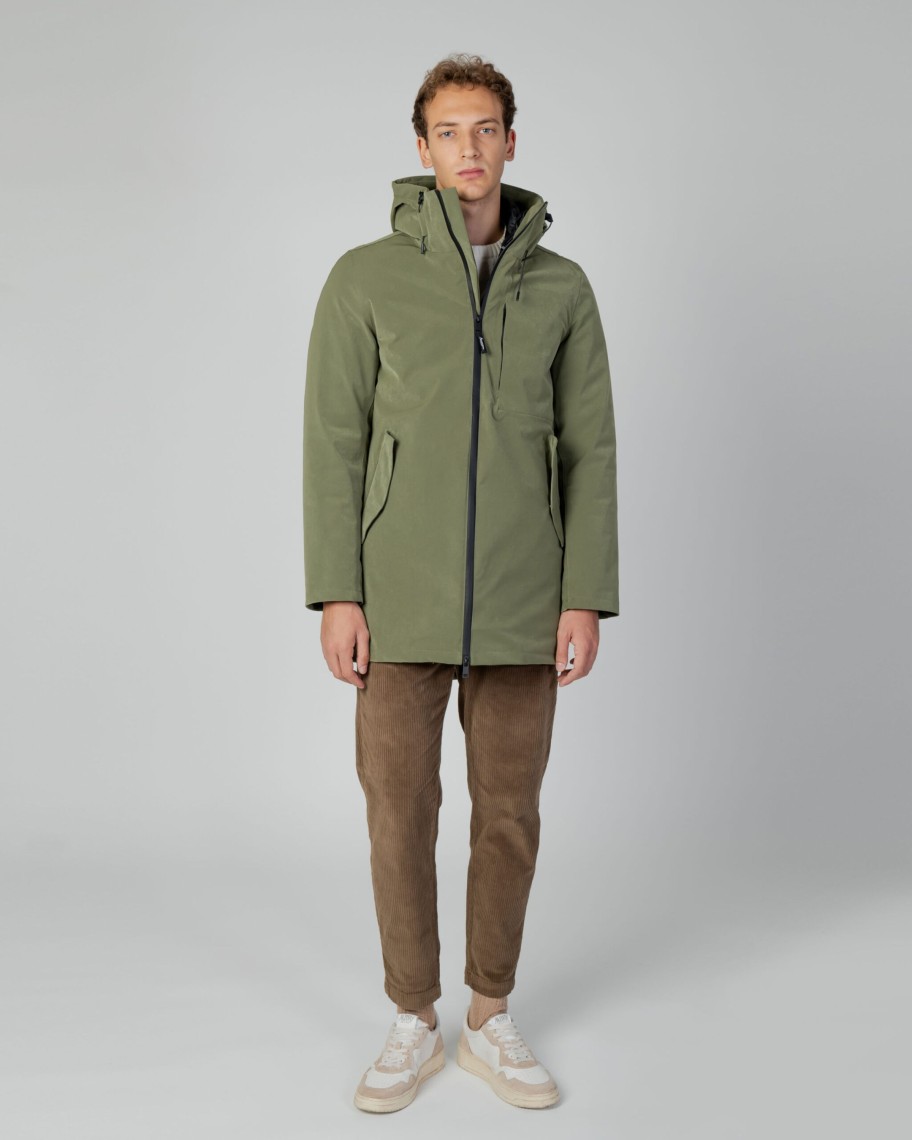 Uomo Aquascutum | Parka Aquascutum Active 3-Way Parka Verde Oliva