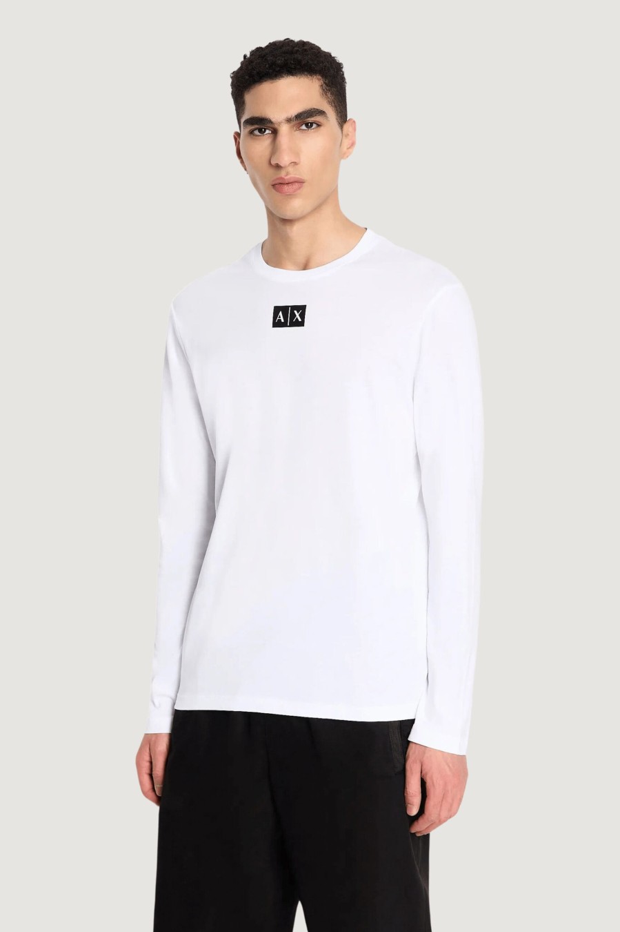 Uomo Armani Exchange | T-Shirt Manica Lunga Armani Exchange Bianco