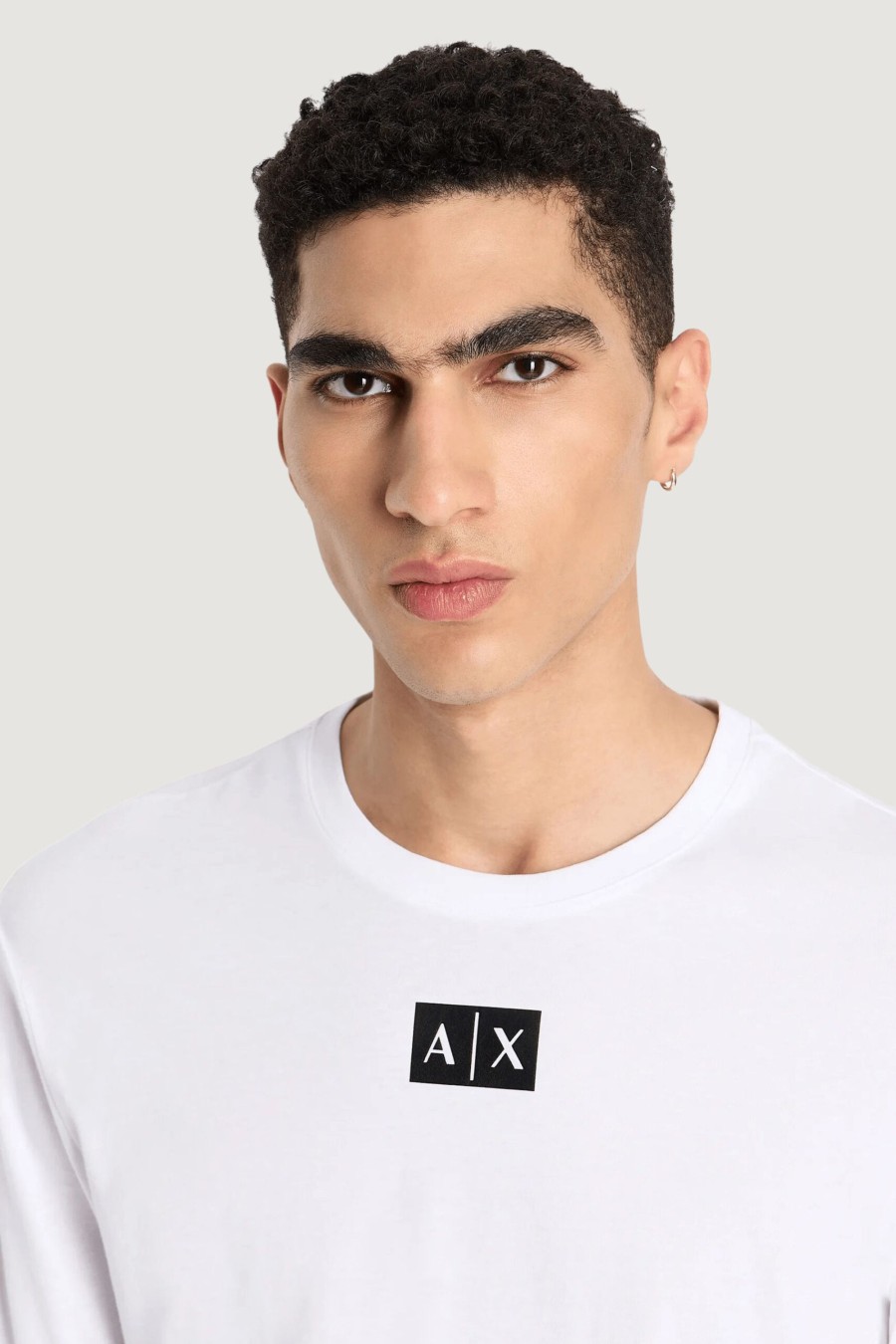 Uomo Armani Exchange | T-Shirt Manica Lunga Armani Exchange Bianco