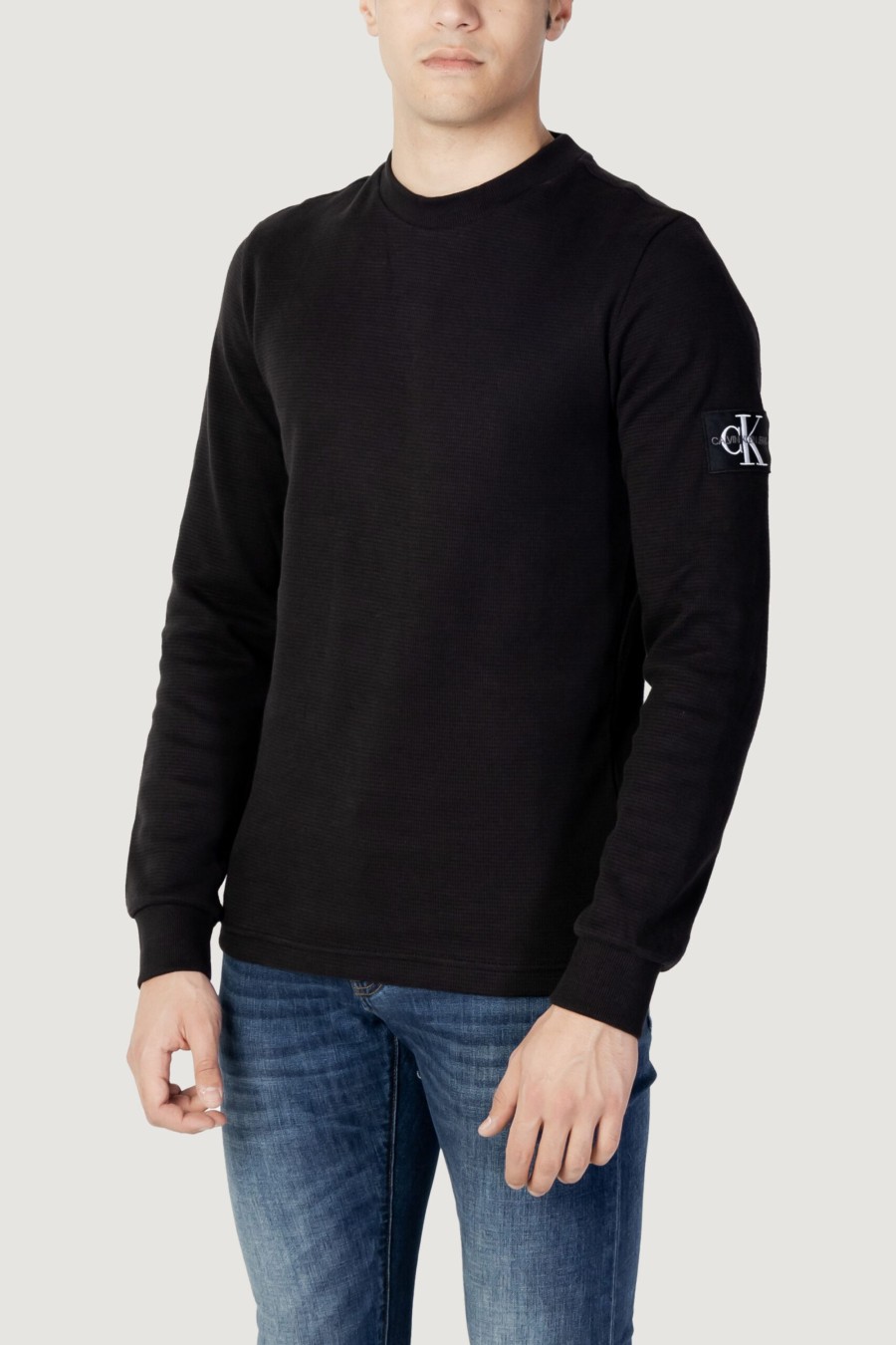 Uomo Calvin Klein | Maglia Calvin Klein Monogram Badge Waffl J30J316610 Nero