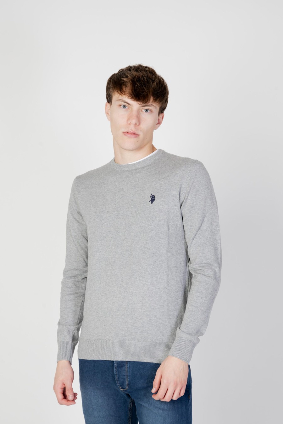 Uomo U.S. Polo Assn. | Maglia U.S. Polo Assn. Leon Eh03 Grigio Chiaro