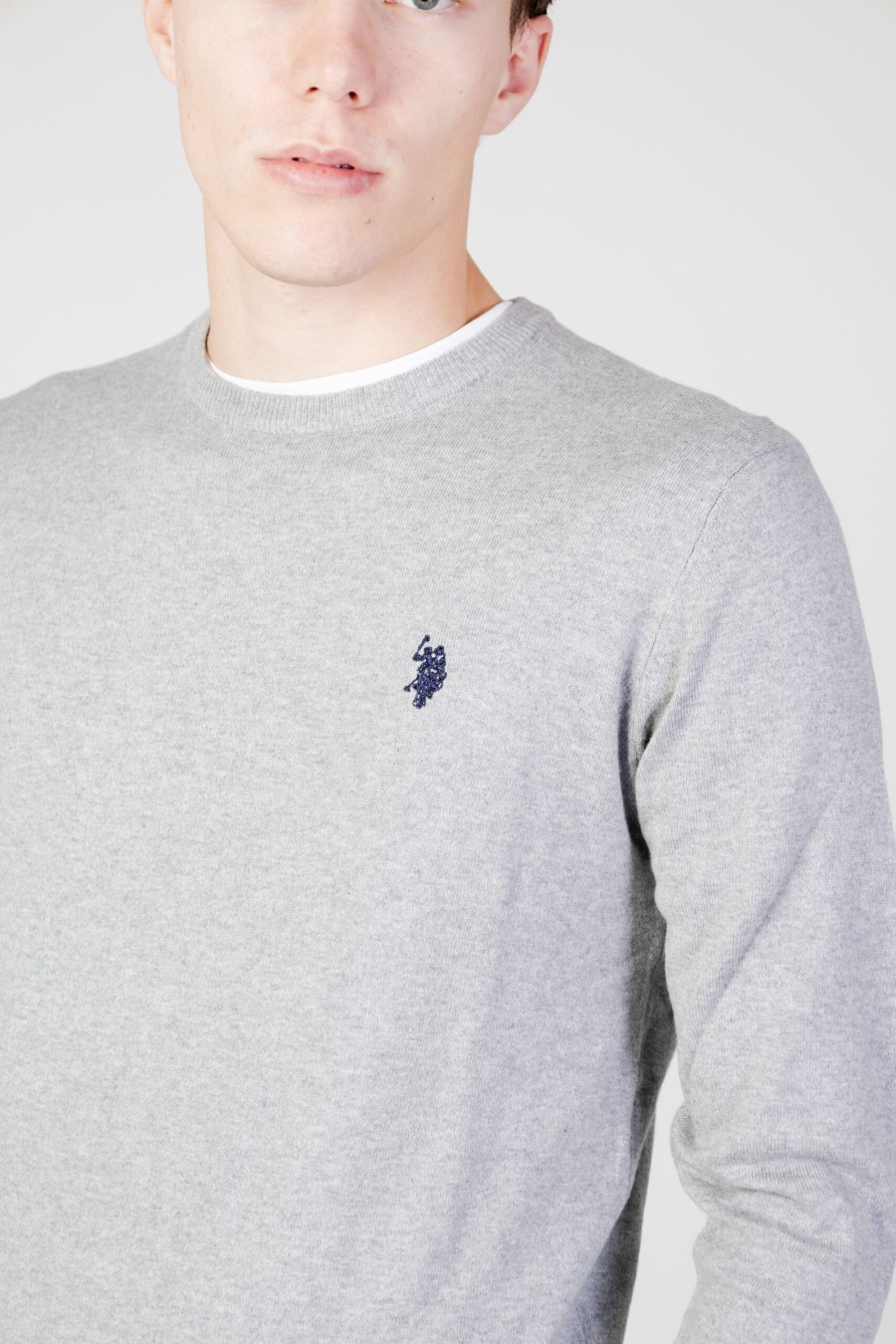 Uomo U.S. Polo Assn. | Maglia U.S. Polo Assn. Leon Eh03 Grigio Chiaro