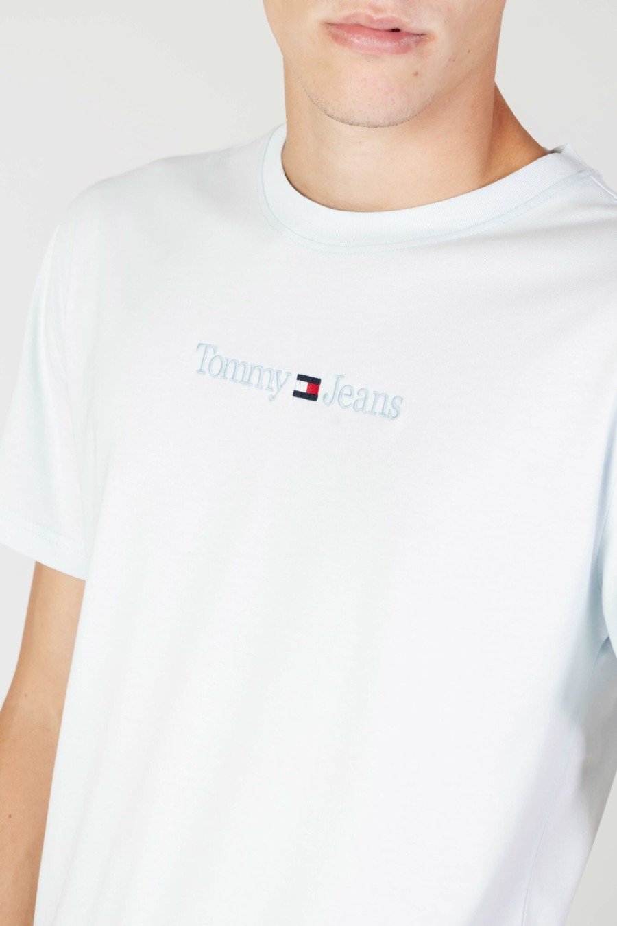 Uomo Tommy Hilfiger | T-Shirt Tommy Hilfiger Tjm Clsc Small Text Celeste