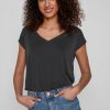 Donna Vila Clothes | T-Shirt Vila Clothes Vimodala V-Neck S/S Su Noos Nero