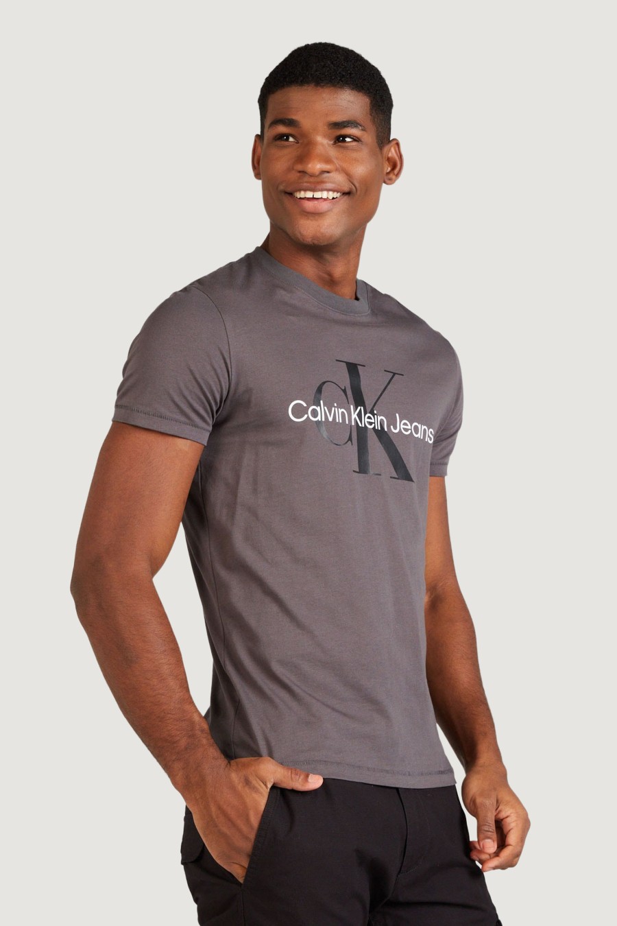 Uomo Calvin Klein | T-Shirt Calvin Klein Seasonal Monologo Grigio Scuro