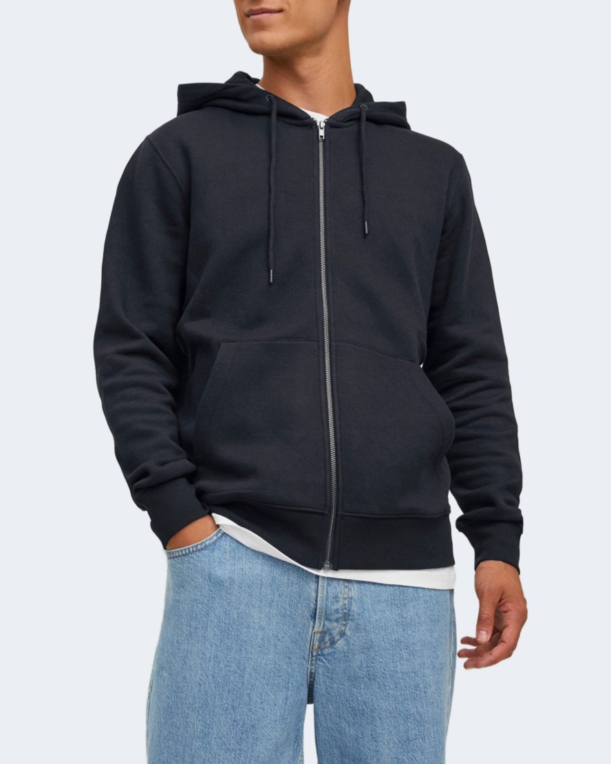 Uomo Jack Jones | Felpa Con Cappuccio Jack Jones Jjestar Basic Sweat Zip Hood Noos Nero