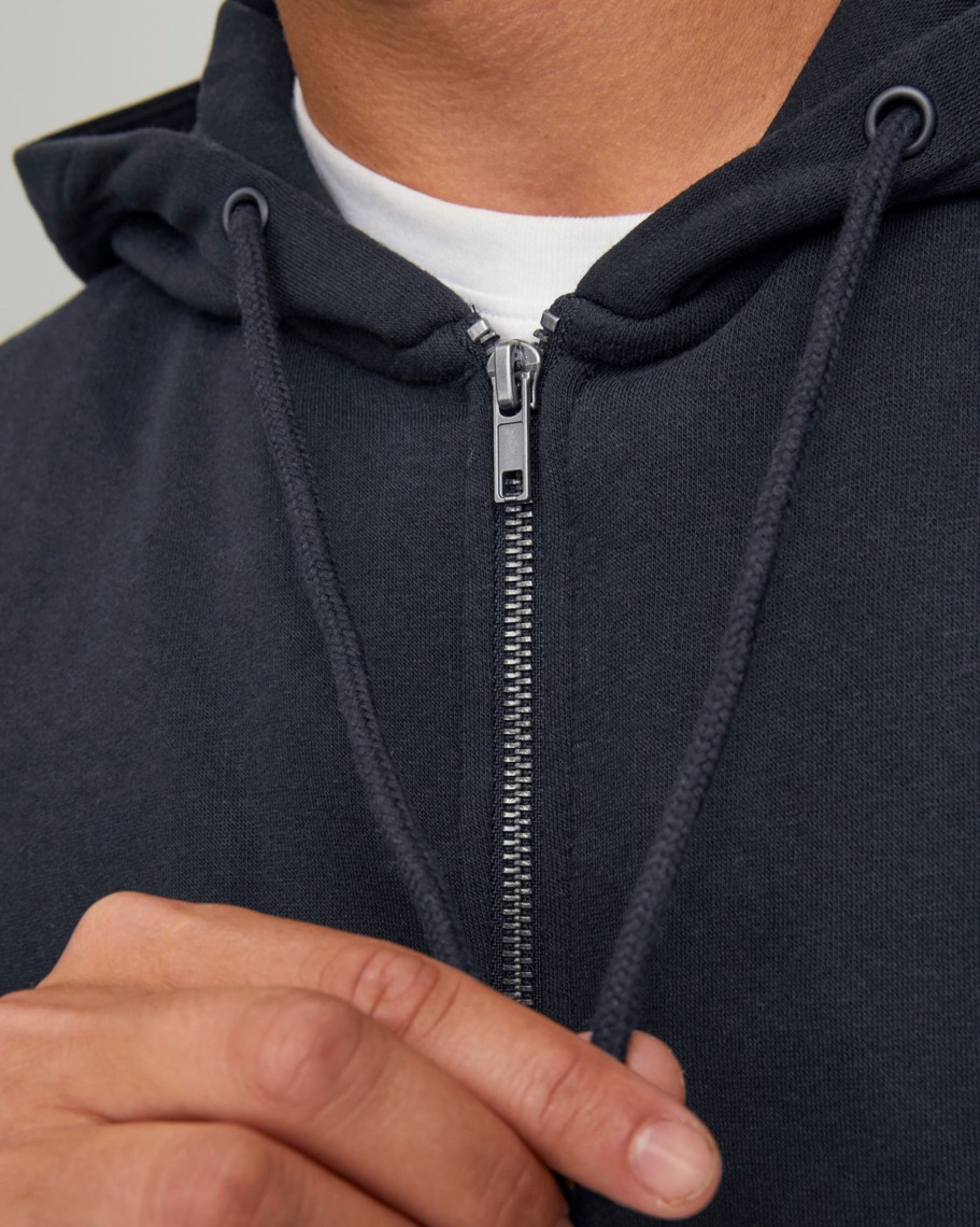 Uomo Jack Jones | Felpa Con Cappuccio Jack Jones Jjestar Basic Sweat Zip Hood Noos Nero