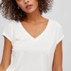 Donna Vila Clothes | T-Shirt Vila Clothes Vimodala V-Neck S/S Su Noos Bianco