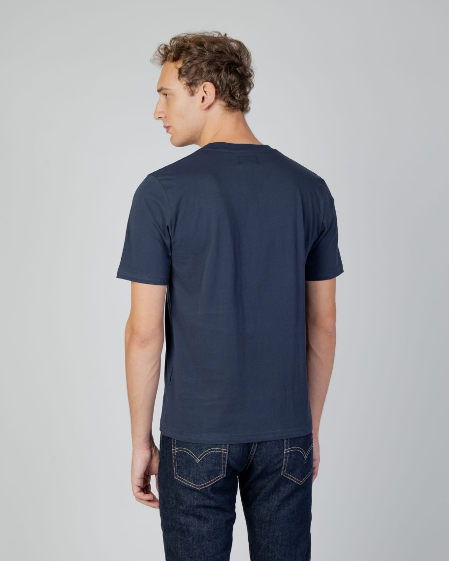 Uomo Aquascutum | T-Shirt Aquascutum Active Big Logo Blu