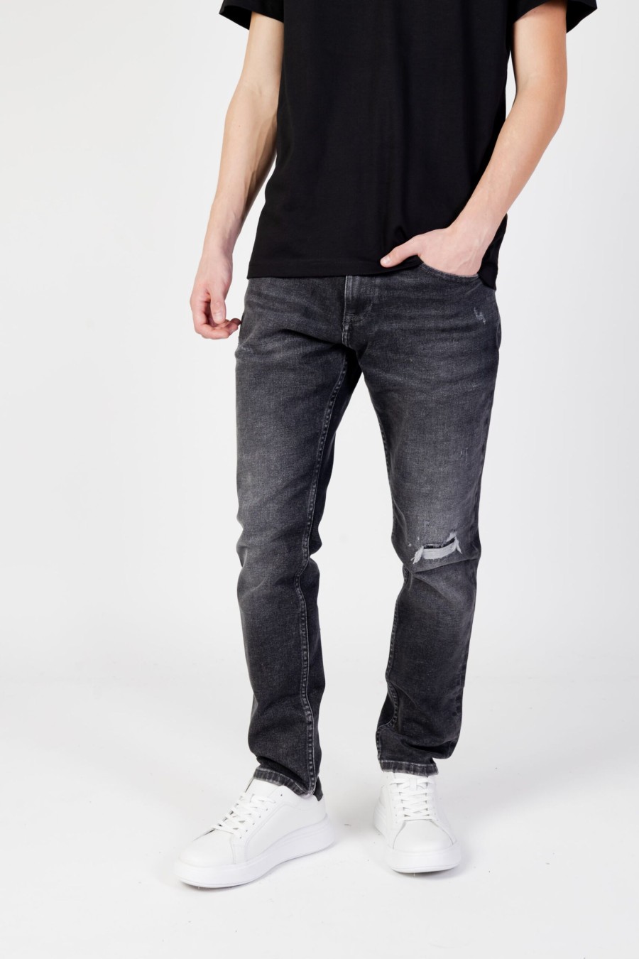 Uomo Tommy Hilfiger | Jeans Slim Tommy Hilfiger Austin Slim Tprd Dg7 Nero