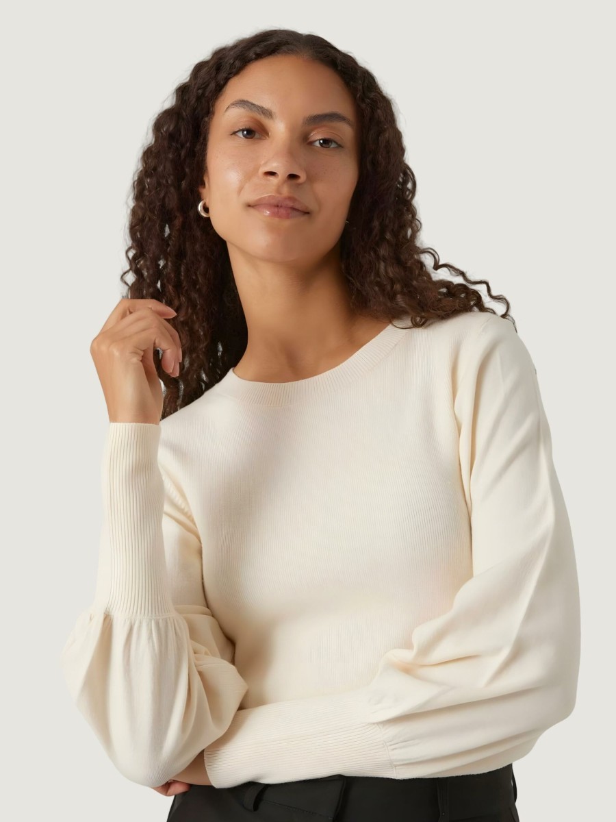 Donna Vero Moda | Maglia Vero Moda Vmhollykarispuff Ls O-Neck Ga Boo Beige