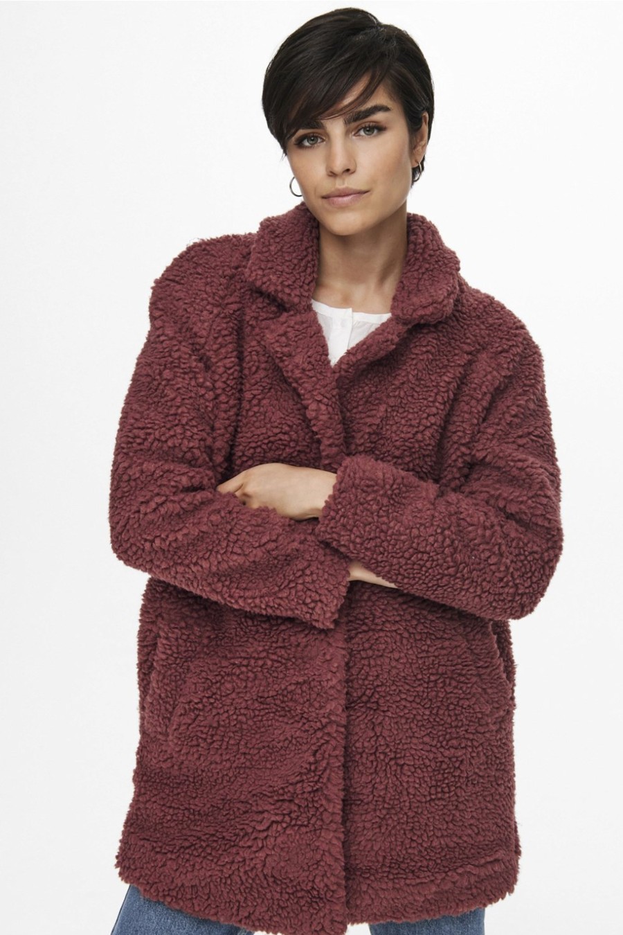 Donna Only | Cappotto Only Onlaurelia Sherpa Cc Otw Bordeaux