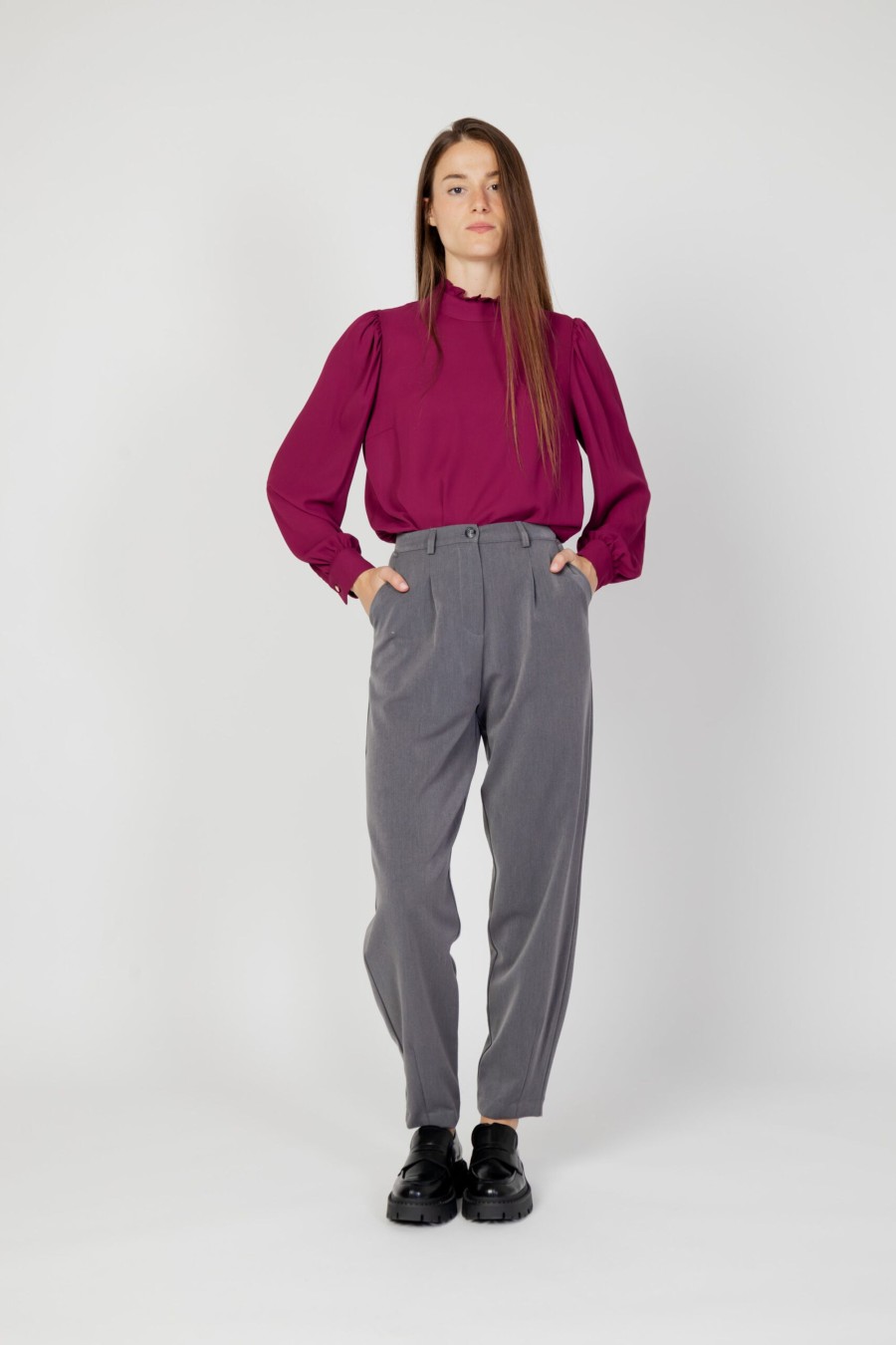 Donna Hanny Deep | Pantaloni Regular Hanny Deep Guendy Grigio