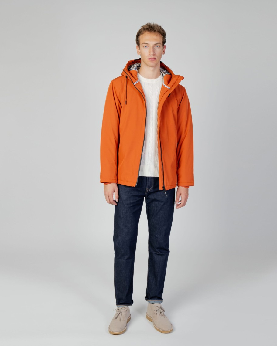 Uomo Aquascutum | Parka Aquascutum Active Shell Mid Parka Arancione