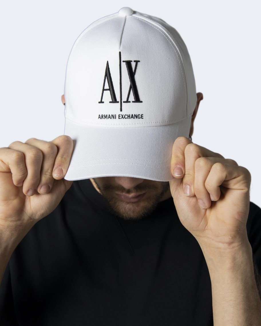 Uomo Armani Exchange | Cappello Con Visiera Armani Exchange Bianco