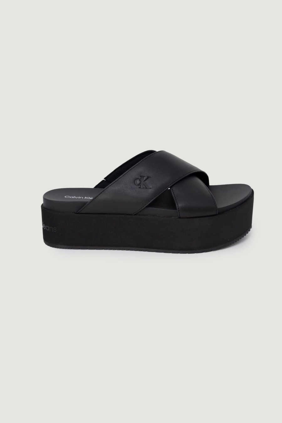 Donna Calvin Klein | Sandali Calvin Klein Flatform Cross Mg Uc Nero