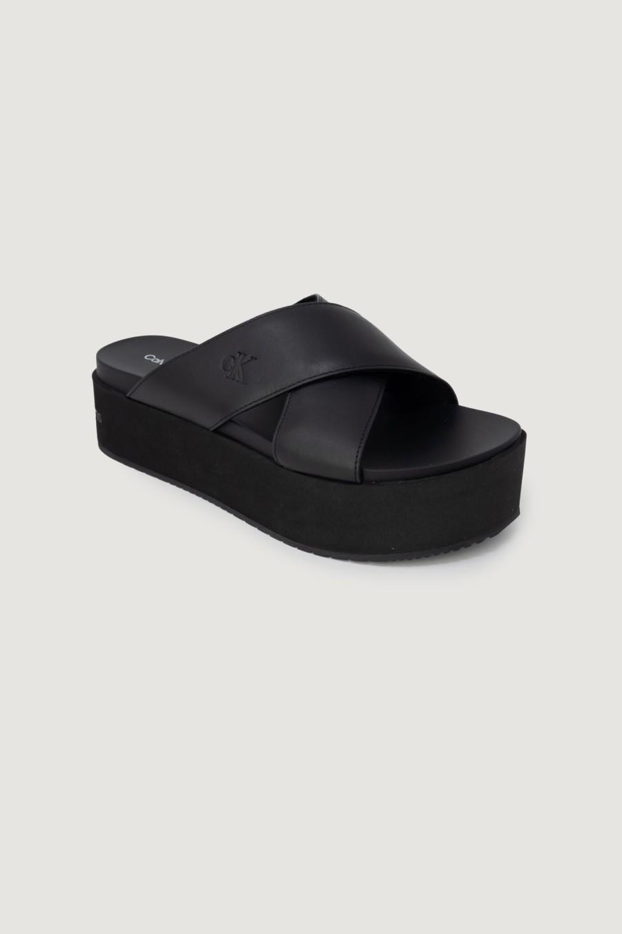 Donna Calvin Klein | Sandali Calvin Klein Flatform Cross Mg Uc Nero