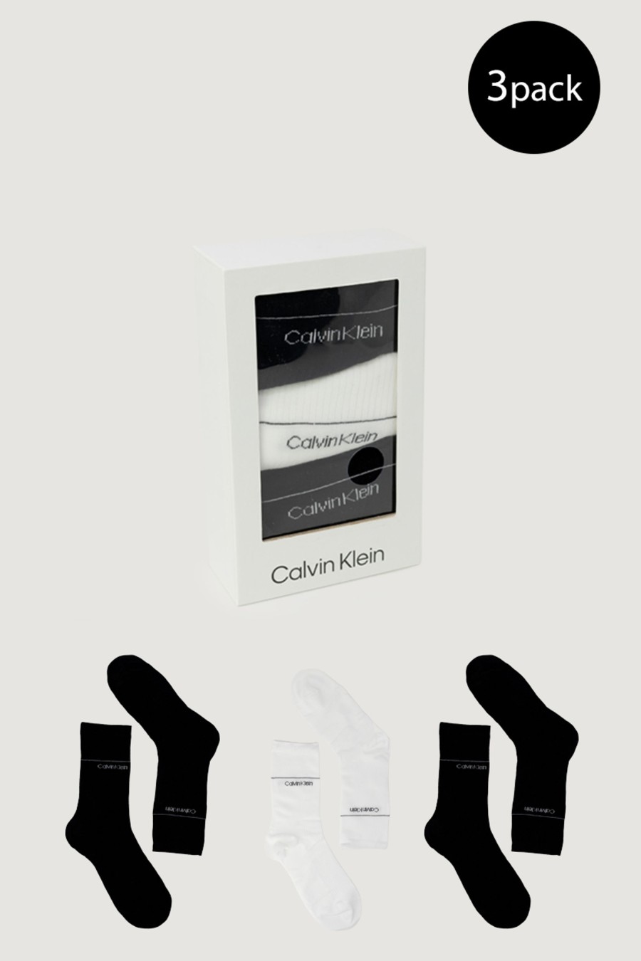 Donna Calvin Klein | Calzini Calvin Klein Ck Women Sock 3P Carton Slider Rib Giftbox Nero