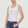 Donna Calvin Klein | Canotta Calvin Klein Woven Label Rib Tank Bianco