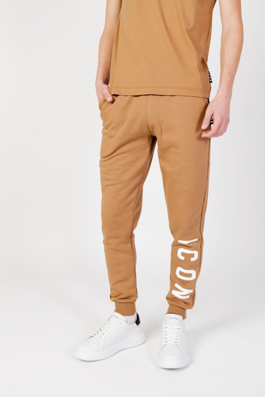 Uomo Icon | Pantaloni Sportivi Icon Logo Beige Scuro