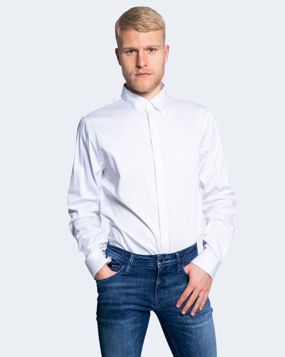 Uomo Armani Exchange | Camicia Manica Lunga Armani Exchange Bianco